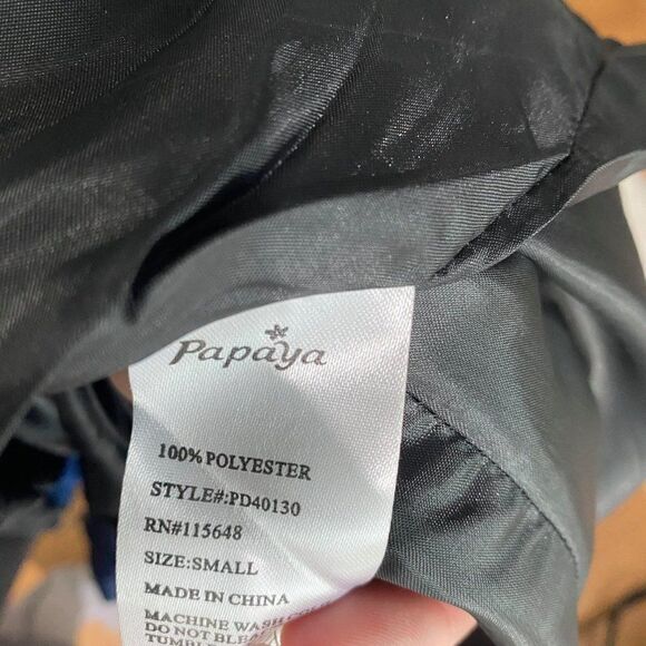 Papaya Blue & Black V- Neck Sleeveless  Dress - Picture 4 of 6